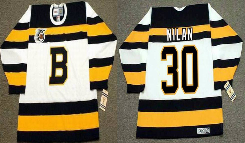 2019 Men Boston Bruins 30 Nilan White Black CCM NHL jerseys